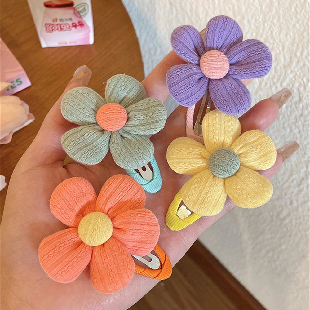 【4-Piece Set】Children\'s Cute Flower Hairpin Baby Broken Hair Clip Bangs Clip Kids Headwear Girl Hairpin Baby Headdress Wholesale