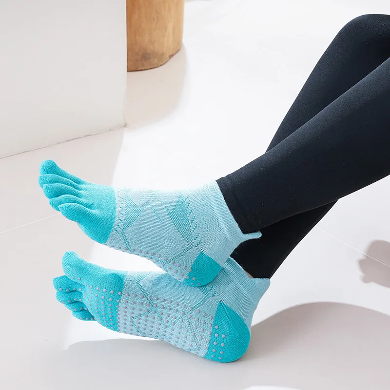 5 pares de calcetines de Yoga de cinco dedos gruesos de algodón peinado antideslizantes calcetines deportivos con punta abierta que absorben el sudor calcetines con punta para mujer
