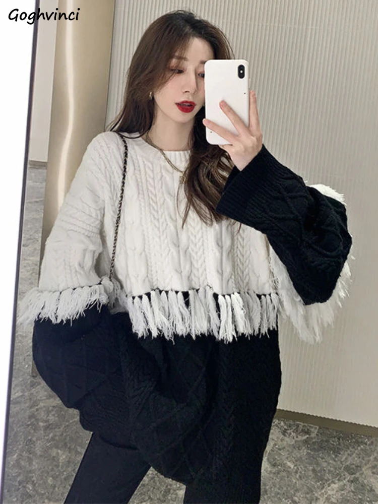 

Pullovers Women Tassel Special Attractive Basics Korean Style Delicate Soft Autumn Designed Ladies Stylish Charming Young Sweet