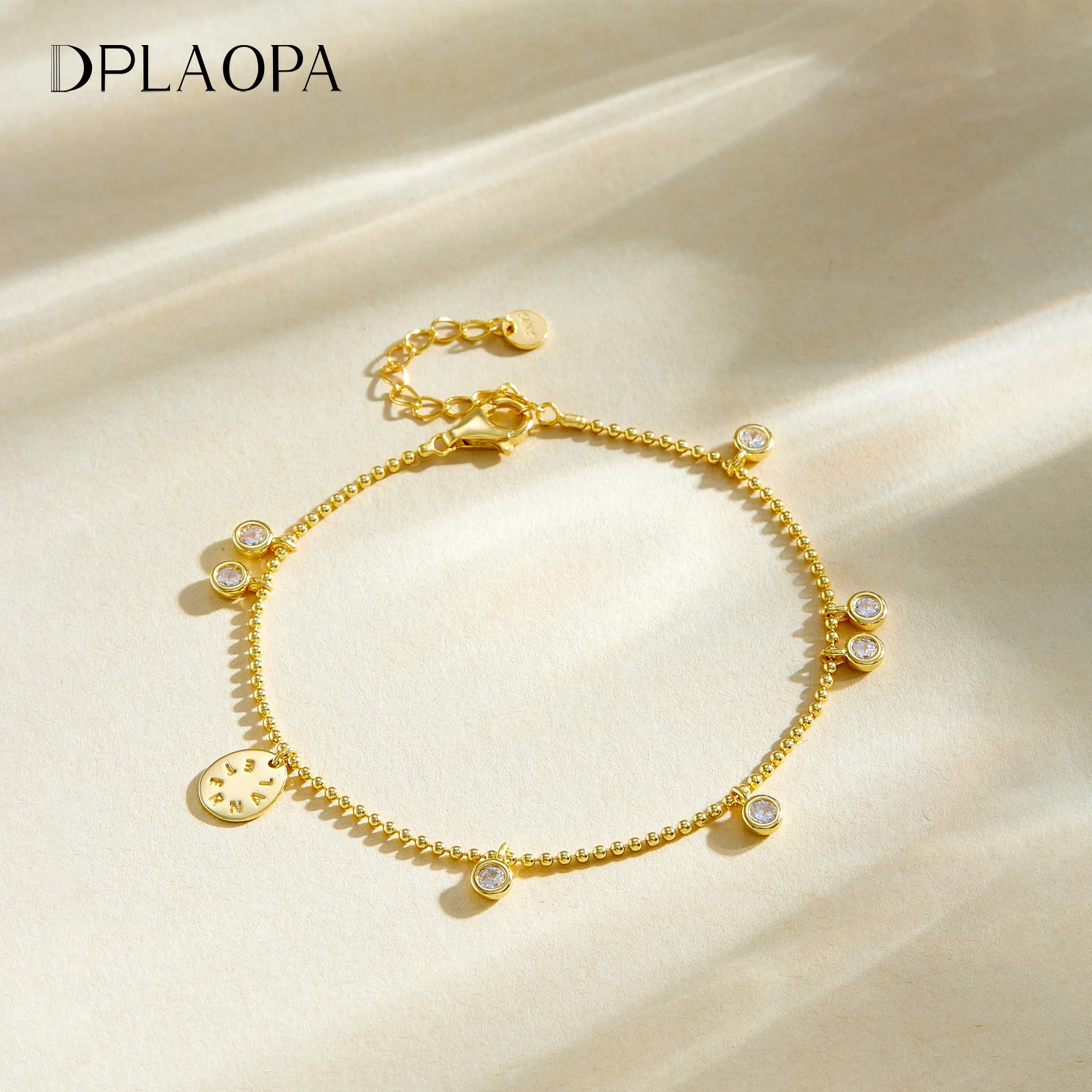 DPLAOPA Women 925 Sterling Silver ETERNAL Disc Bracelet Delicate Chain with Round CZ Zircon Charms 2026 Trendy Fine Jewelry Gift