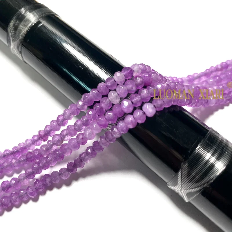 3x4MM Faceted Abacus Natural Stone Purple Chalcedony Amethysts Angelite Spacer Beads for Jewelry Making Diy Bracelet Accessories