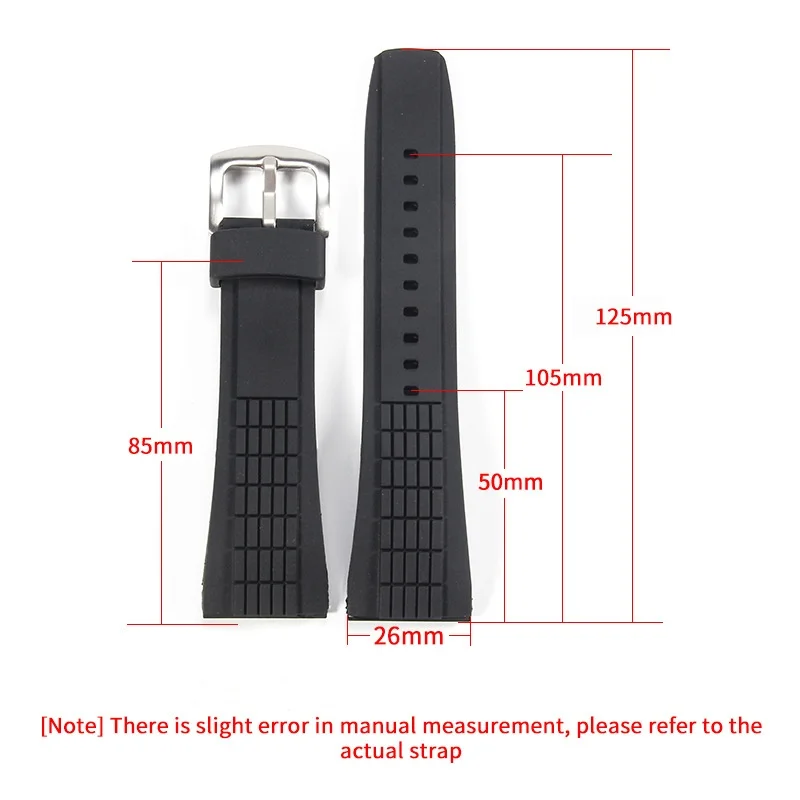 26mm Silicone waterproof watch strap Specialized interface wristband Stainless steel buckle for SEIKO Velatura SPC007J1 SRH013