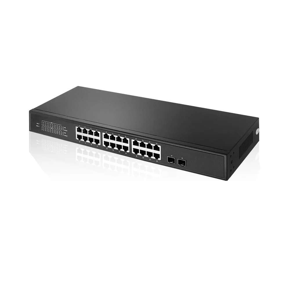

Bullscom 26-Port Multi-Gigabit Unmanaged Switch | 24×2.5GbE RJ45 + 2×10Gb SFP+ | Rack-Mounted | Plug & Play | High-Speed Network