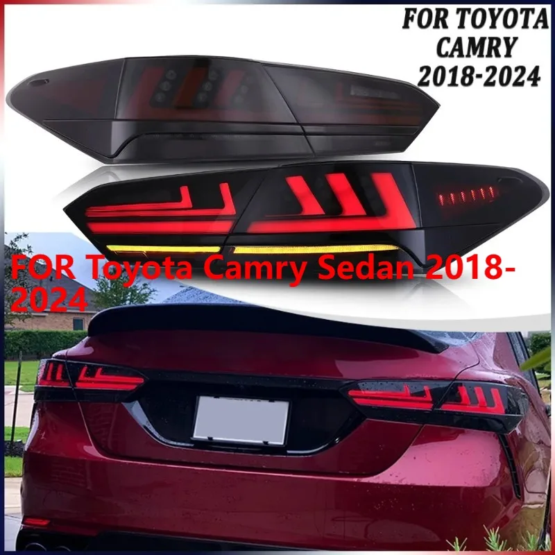 

For Toyota Camry Sedan 2018-2024, 1Set LED Smoke Tail Lights with Turn Signal, Plug and Play Brake Lamps