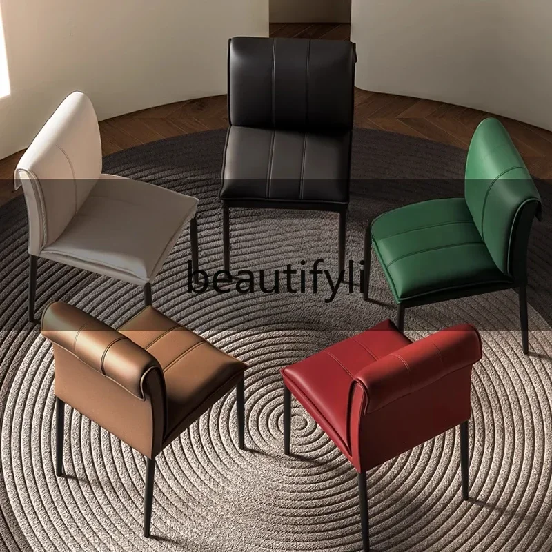

SS S7486 Italian light luxury leather dining chair home designer back chair modern simple urban style dining table and chairs