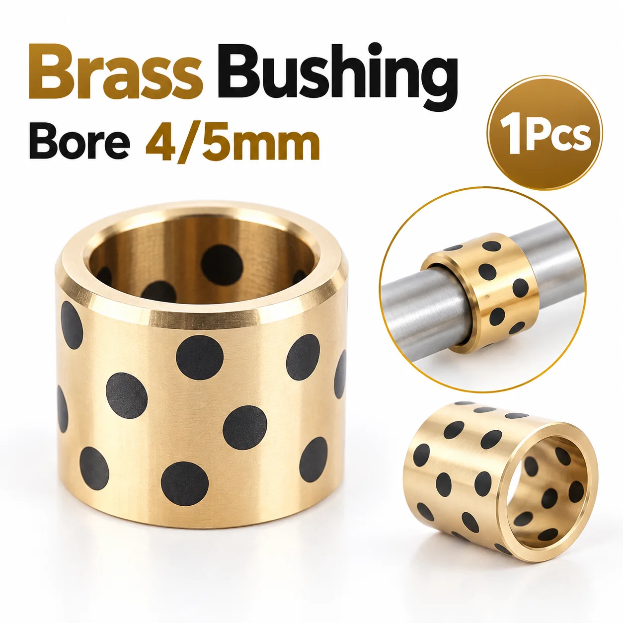 1Pcs Bore 4/5mm Brass Bushing Hollow Gasket Bracket Oilless Copper Sleeve Bearing Oil Free Guide Bushing