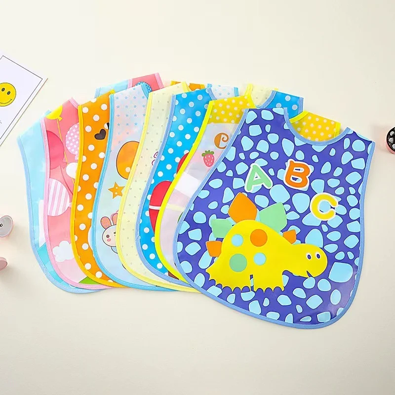 Adjustable Baby Bibs Stuff Kerchief Bandanas Stuff EVA Plastic Waterproof Lunch Feeding Cute Cartoon Children Apron Burp Cloths