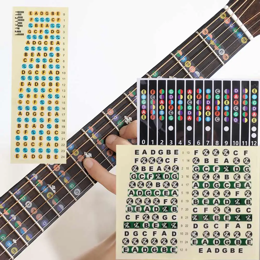 Portable Guitar Fretboard Note Sticker Musical Scale Fingerboard Beginner Guitar Scales Stickers Guitar Chord Stickers