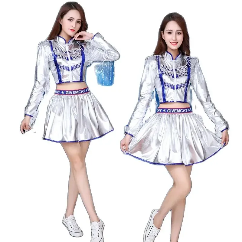 New Jazz Dance Costume Female Adult Cheerleading Cheerleader DS Performance Costume Modern Dance Sequins Square Dance Costume