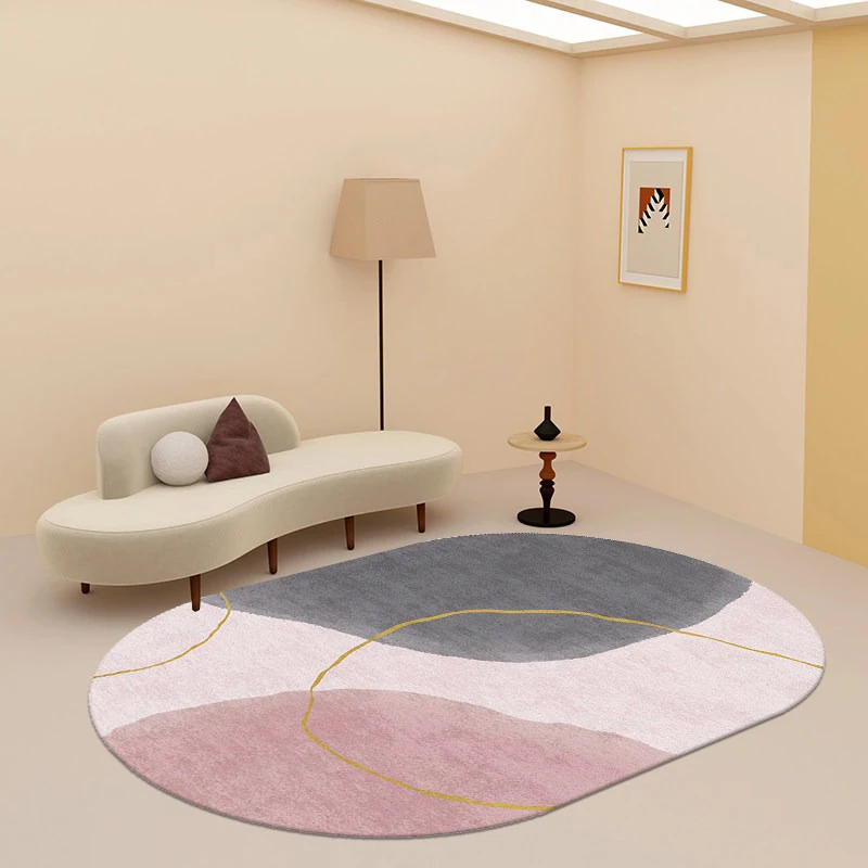 Oval Rugs for Living Room Bedroom Carpet Ins Fashion Minimalism Mats Home Decoration Soft Anti-slip Rug Stadium Shape Floor Mat