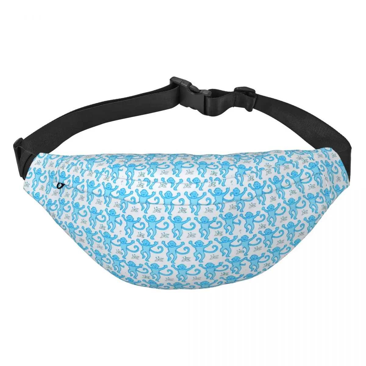 

Custom Preppy Roller Monkeys Rabbit Fanny Pack for Men Women Cool Sling Crossbody Waist Bag Cycling Camping Phone Money Pouch