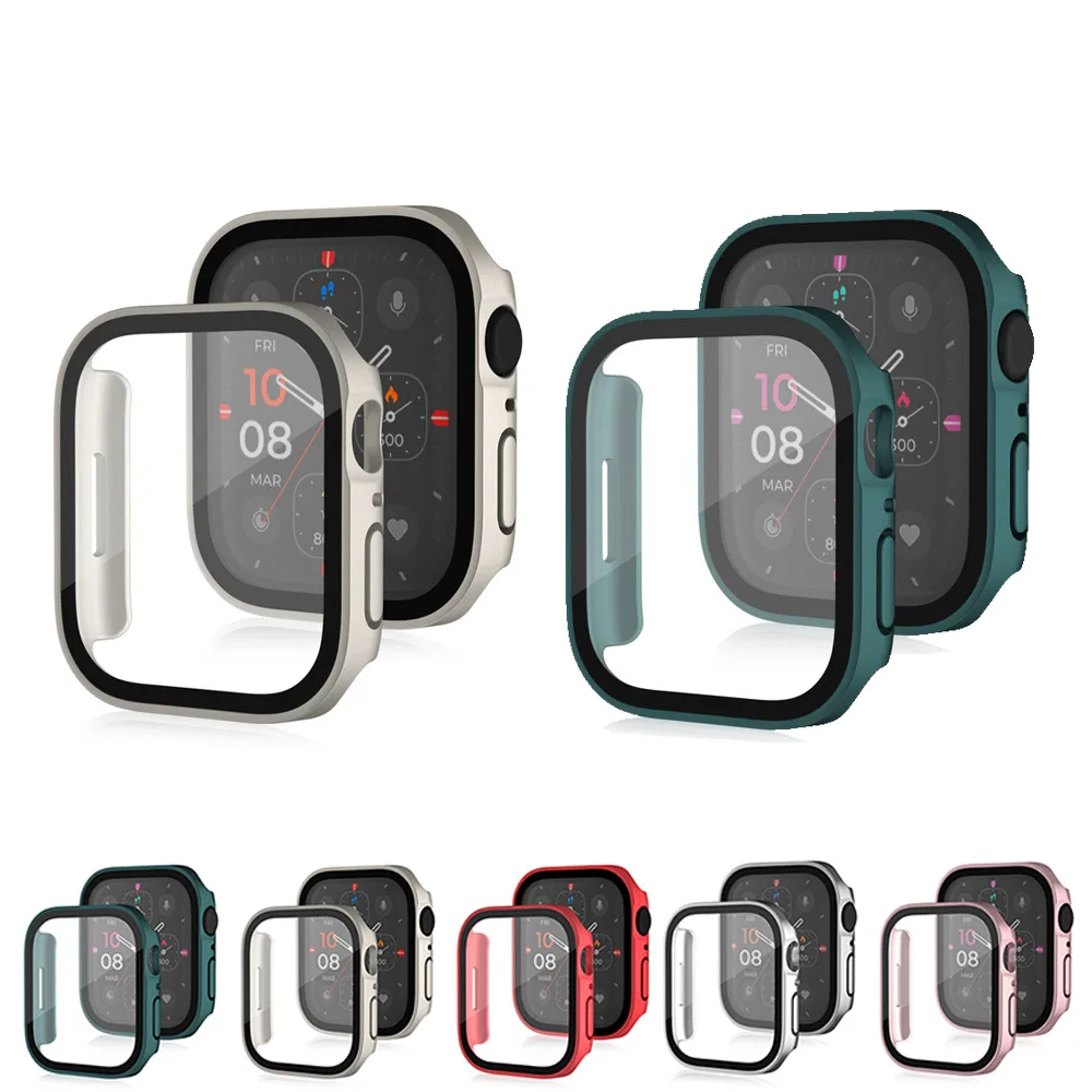 

Waterproof Case for Apple Watch 7 8 45mm 41mm 44mm 40mm Screen Protector Cover Straight Edge Bumper iWatch 4 5 SE 6 Accessories