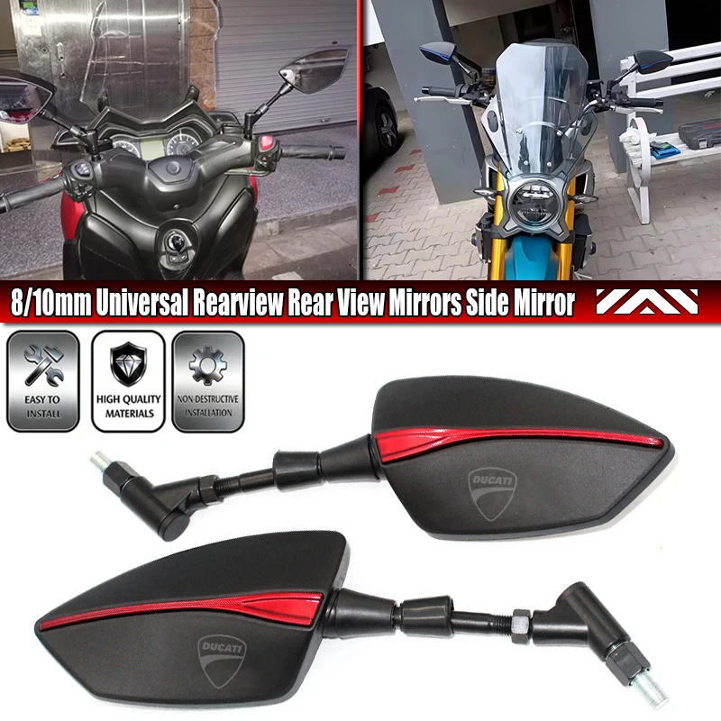 

For DUCATI MONSTER 400 620 695 696 750 795 796 821 937 1000 8/10mm Universal Adjustabale Rearview Rear View Mirrors Side Mirror