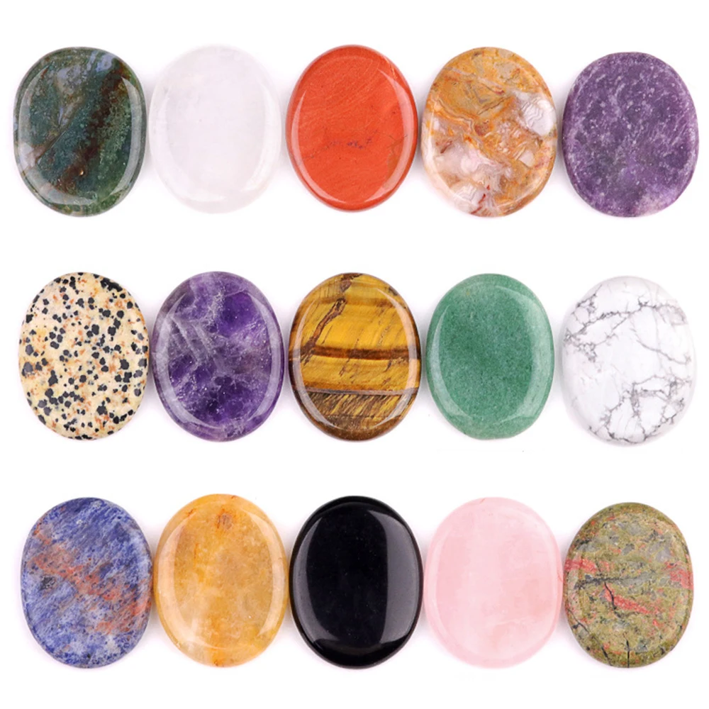 

32*42mm Oval Palm Worry Stone Natural Amethyst Quartz Carved Thumbstone Pocket Meditation Crystal Natural Vitality Relaxation