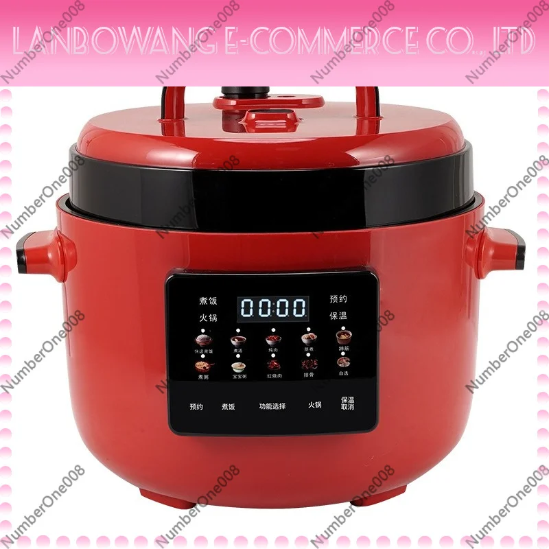Electric Pressure Cooker 5L, Red Ceramic Coating 3 Inner Pots, Multifunction Rice Cooker and Hot Pot 2 in 1