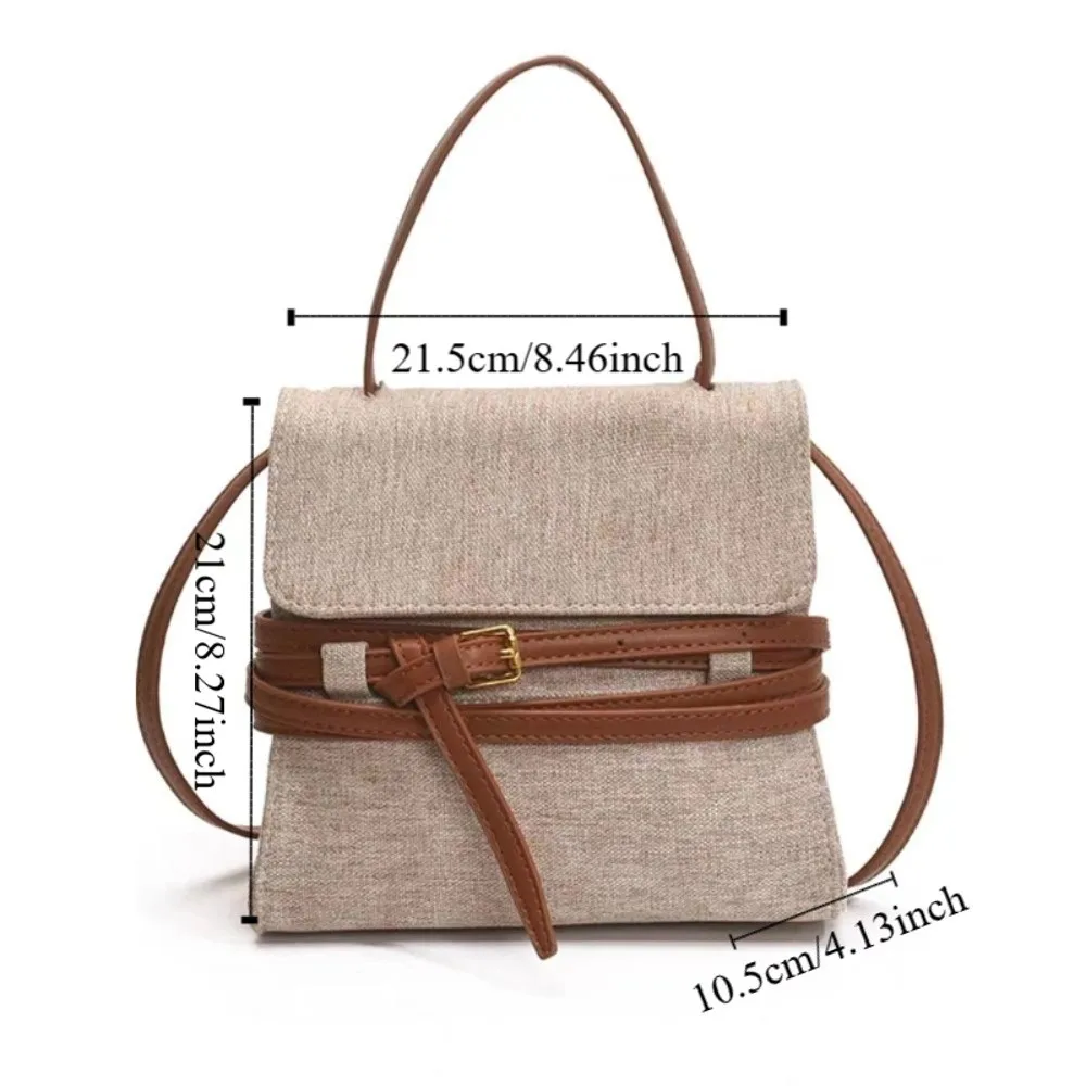 

Portable Large Capacity Lady Flap Handbag Vintage Cloth Strap Shoulder Bag Niche Design Korean Style Retro Bucket Bag Autumn