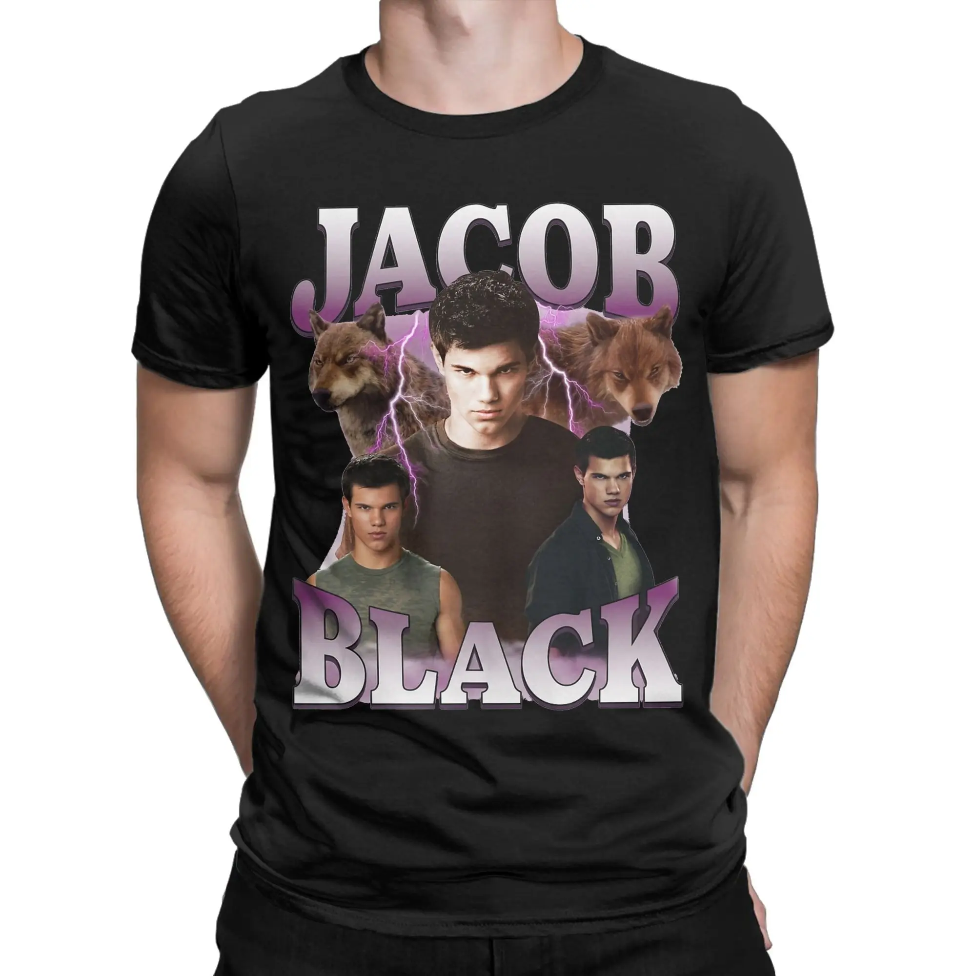 الشفق جاكوب الأسود البرق تي شيرت الرجال النساء القطن موضة تي شيرت طاقم الرقبة تيز ملابس قصيرة الأكمام الأصلي