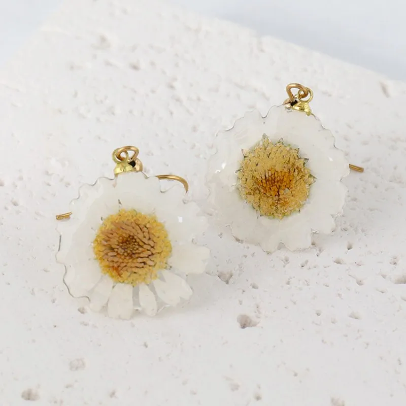 

Multicolor Daisy Dried Flower Earrings Handmaking Epoxy Resin Plant Earrings Creative Pressed Flower Earrings Jewelry Wholesale