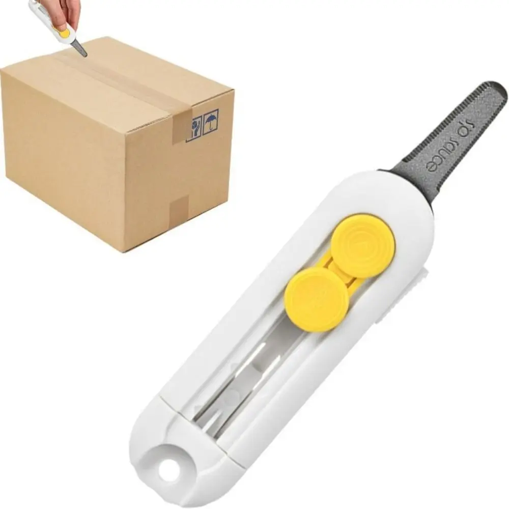 2Pcs Magnetic Courier Opening Cutter Retractable Self-locking Rebound Cartons Box Opener Durable ABS Mini Utility Cutter