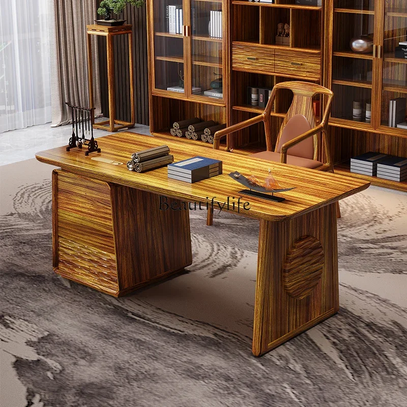 

01New Chinese ebony solid wood rectangular desk 1.8 meters modern and simple