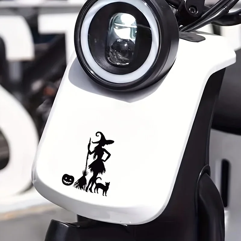 

1 шт., крутая наклейка на Хэллоуин, ведьма, кошка, тыква, водонепроницаемый винил, чехлы для гитары, журналы, ноутбуки, волшебный декор на Хэллоуин