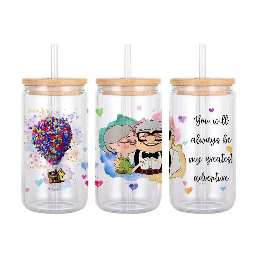 

W Minis Cartoon Movie UP Pattern UV DTF Transfer Sticker Waterproof Transfers Decals For 16oz Glass Cup Wrap Stickers