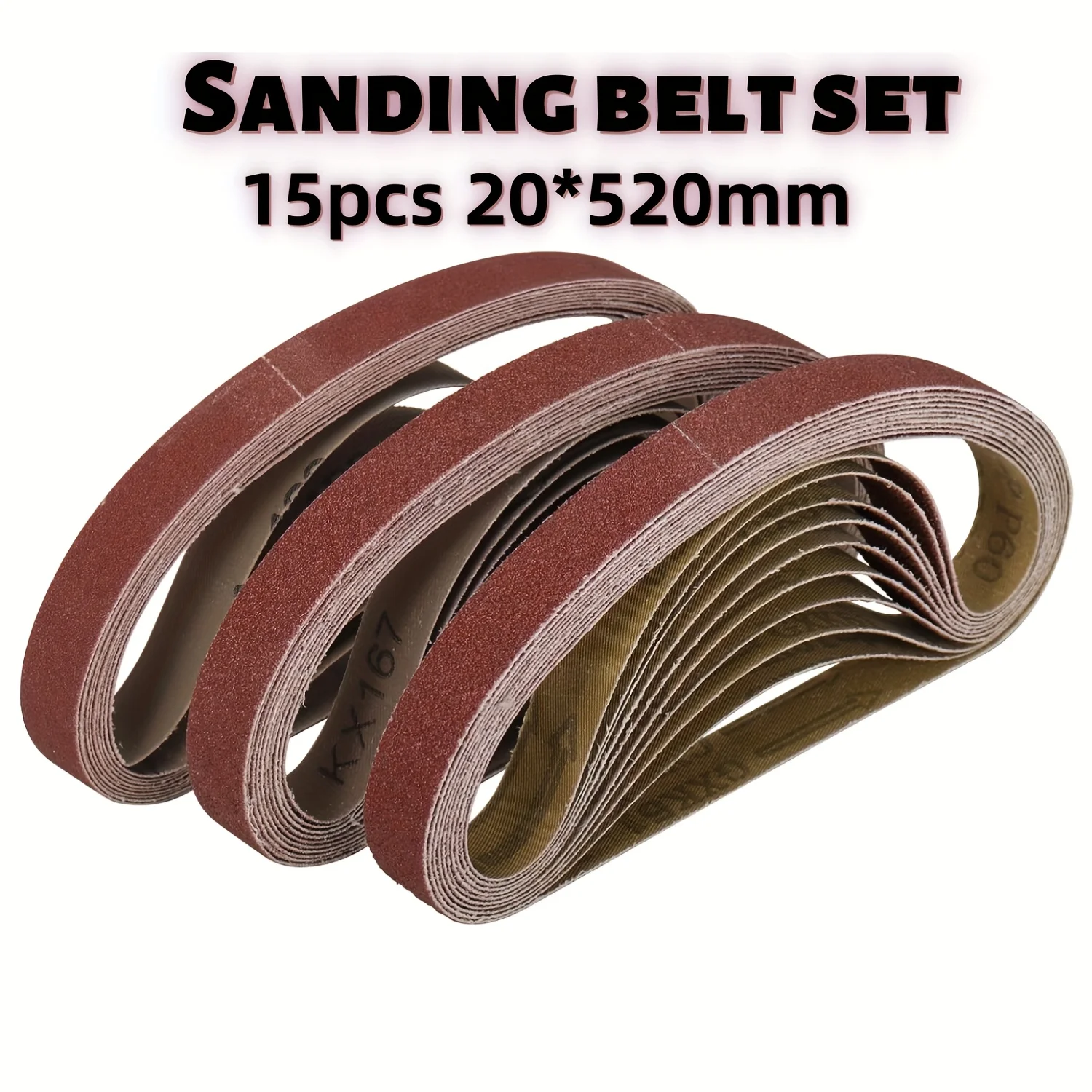 20x520mm Oxide Abrasive Sanding Belts 15Pcs 60‑800 Grit for Mini Sander Metal Wood Grinding Polishing Rust Removal