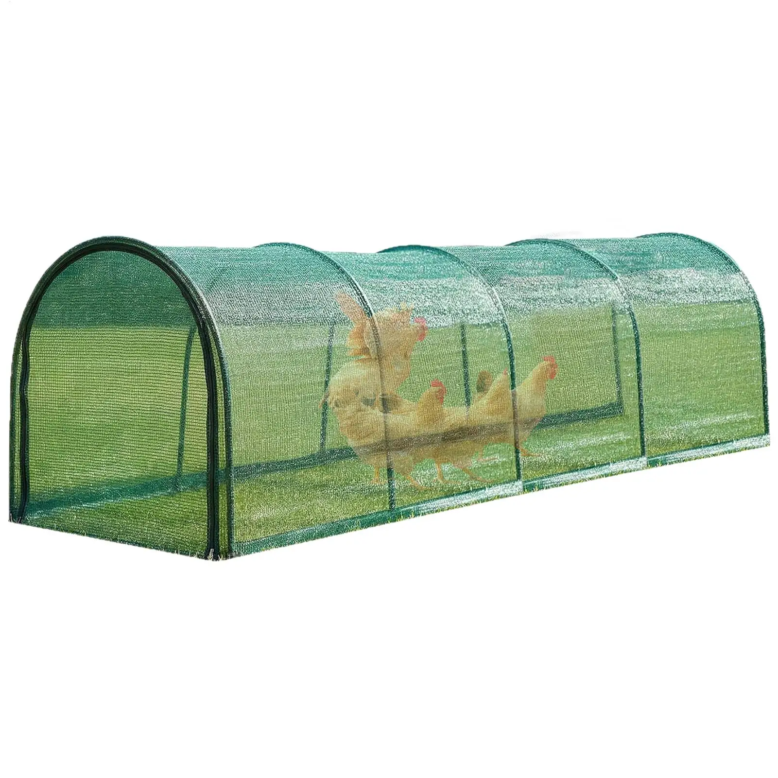 Chicken Tunnel With Door Nylon Long Portable House Yard Chicken Runs Tunnel Tractor For Poultry Duck Rabbit Bird Indoor Outdoor