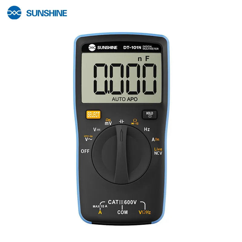 

SUNSHINE DT-101N Auto-ranging Multimeter Large Backlit Display Automatic Digital Instrument Tester for Repair Tools