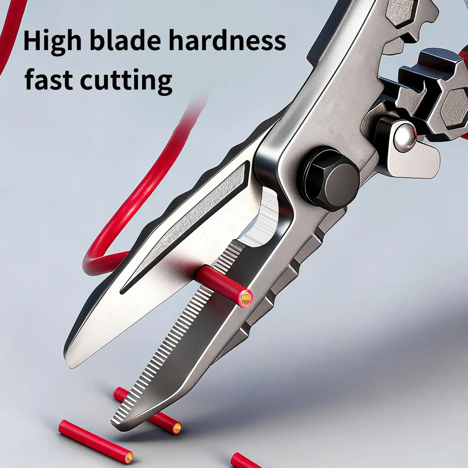 Tesoura de corte de metal, cortador de aviação resistente, corte de aço para folha de metal, lata, aço inoxidável, alumínio, fio de cobre industrial