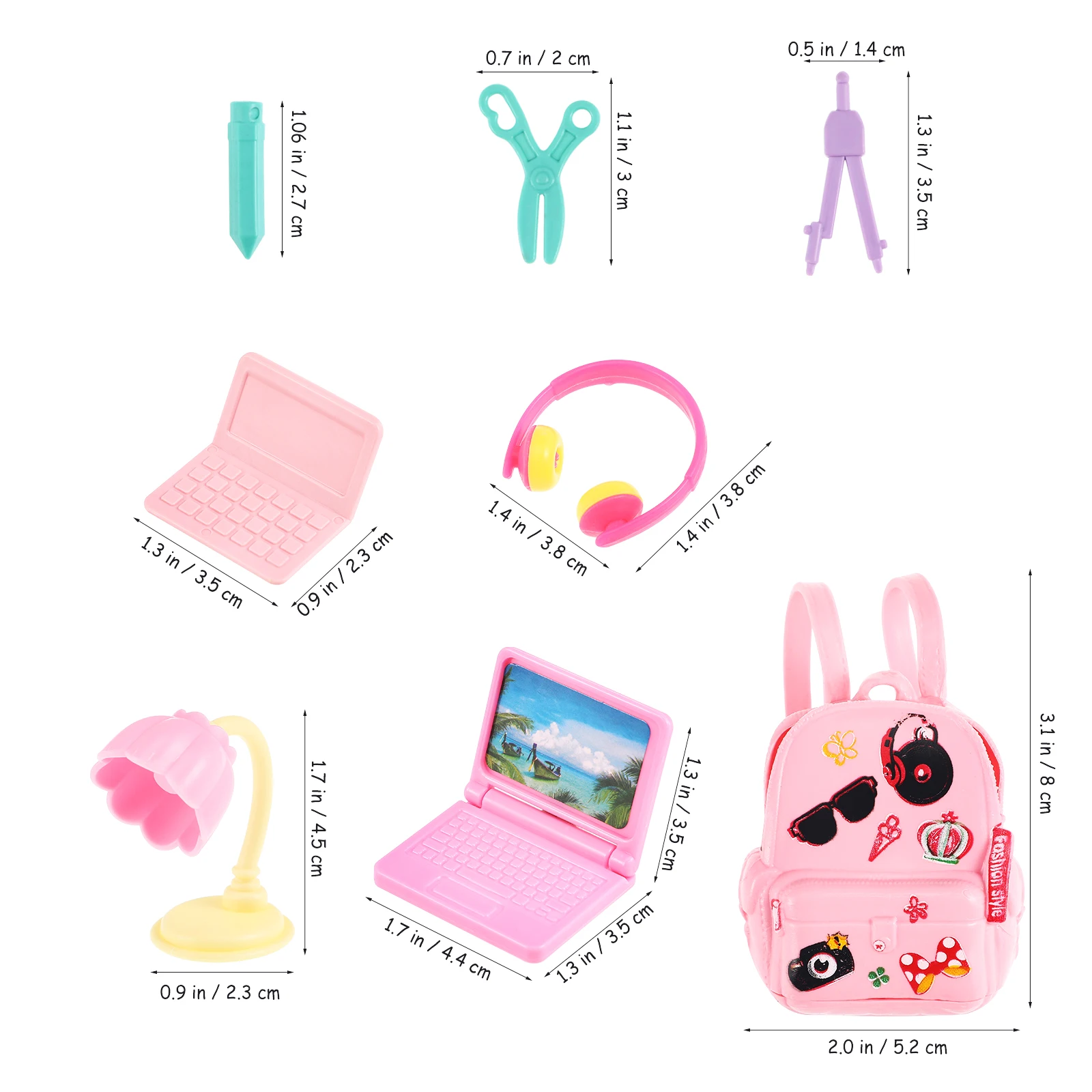 

18 pcs Stationery Accessories Colorful Mini School Supplies Realistic Plastic Kit Kids Toys BW519 Set Lightweight Backpacks