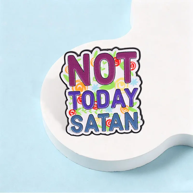 Not Today Satan Emaille-Abzeichen Lila Blau Typografie Zitat Pin Christlicher Glaube Humor Inspirierende Metallbrosche für Frauen – Detail 7