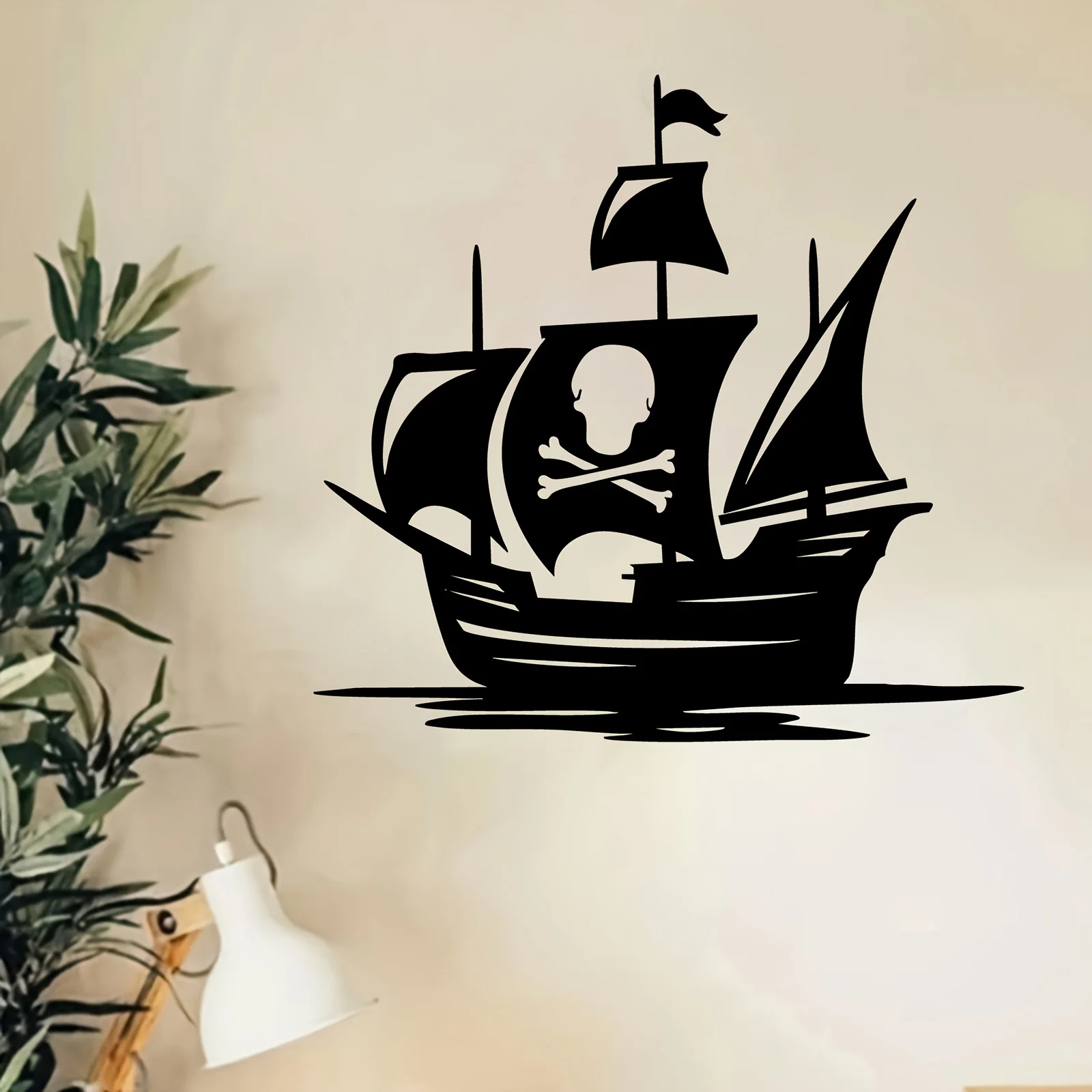 `Pirate Ship Iron Wall Hanging,Weather‑Resistant Nautical Decor for Pirate‑Themed Room,Bedroom and Garden Fence`