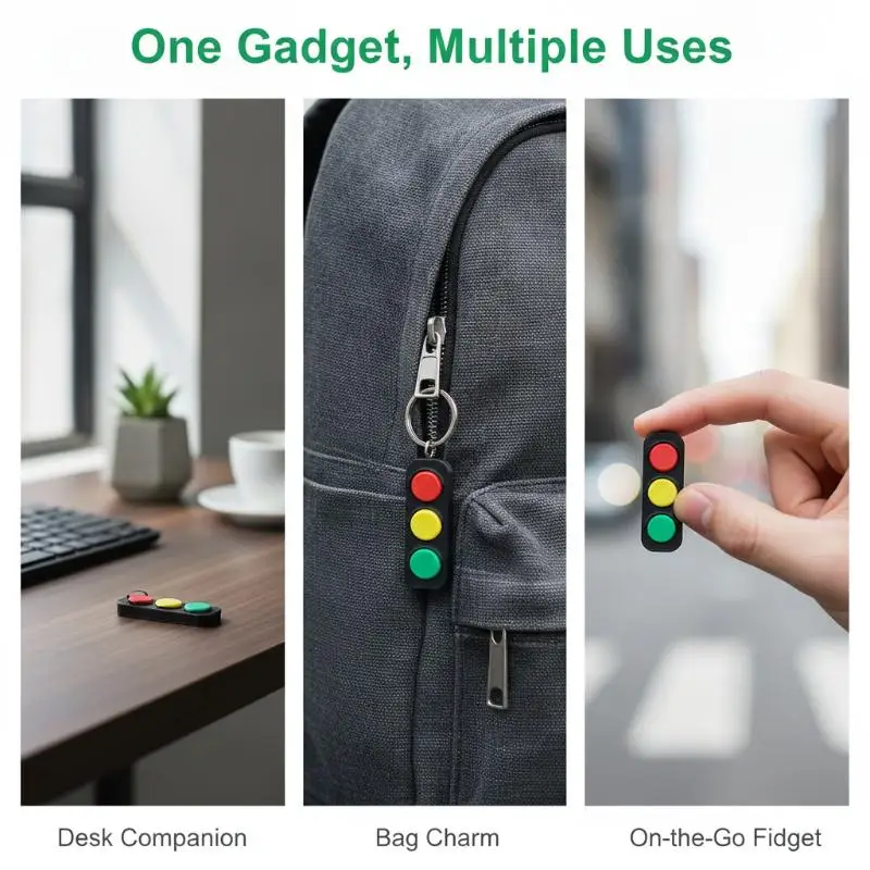 3D Printed Fidget Clicker Keychain Traffic Light Style Lightweight Clickable Sensory Toy for ADHD Students Office Workers