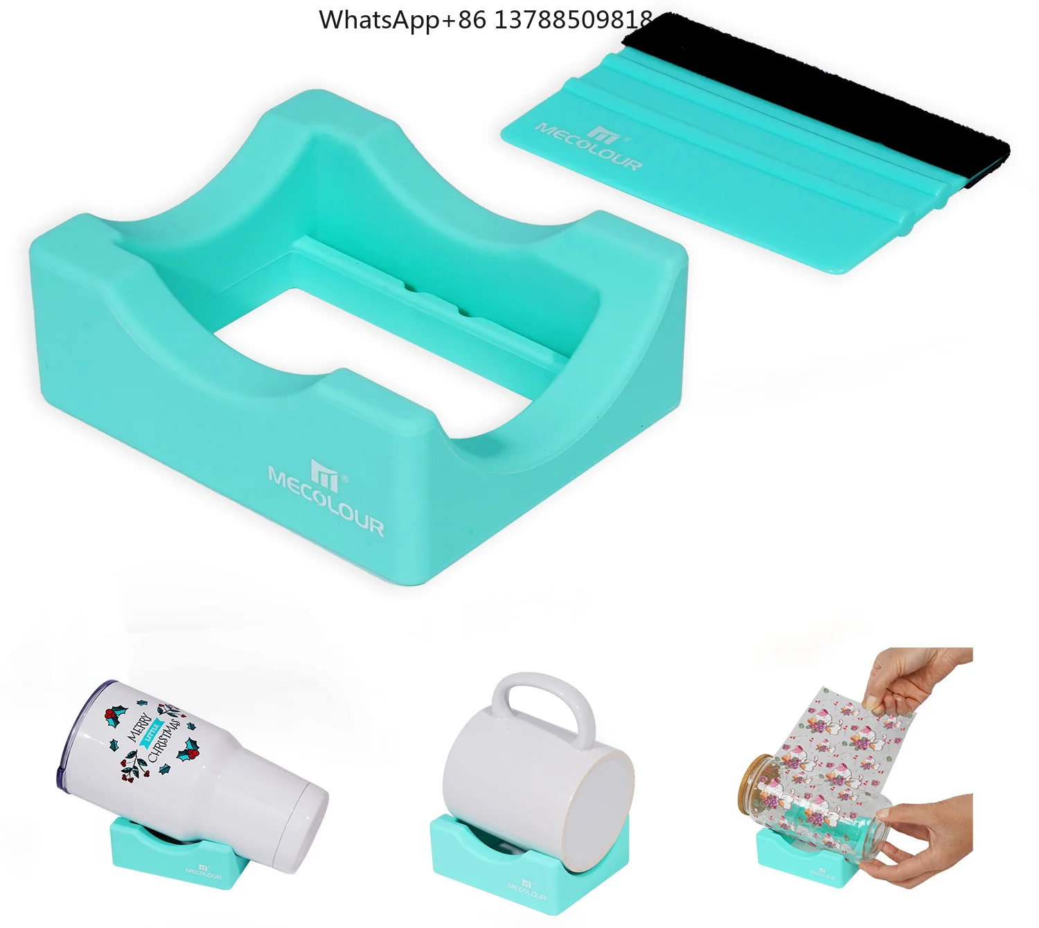 Silicone Cup Cradle for Crafting with Built-In Slot and Felt Edge Squeegee Tumbler Holder