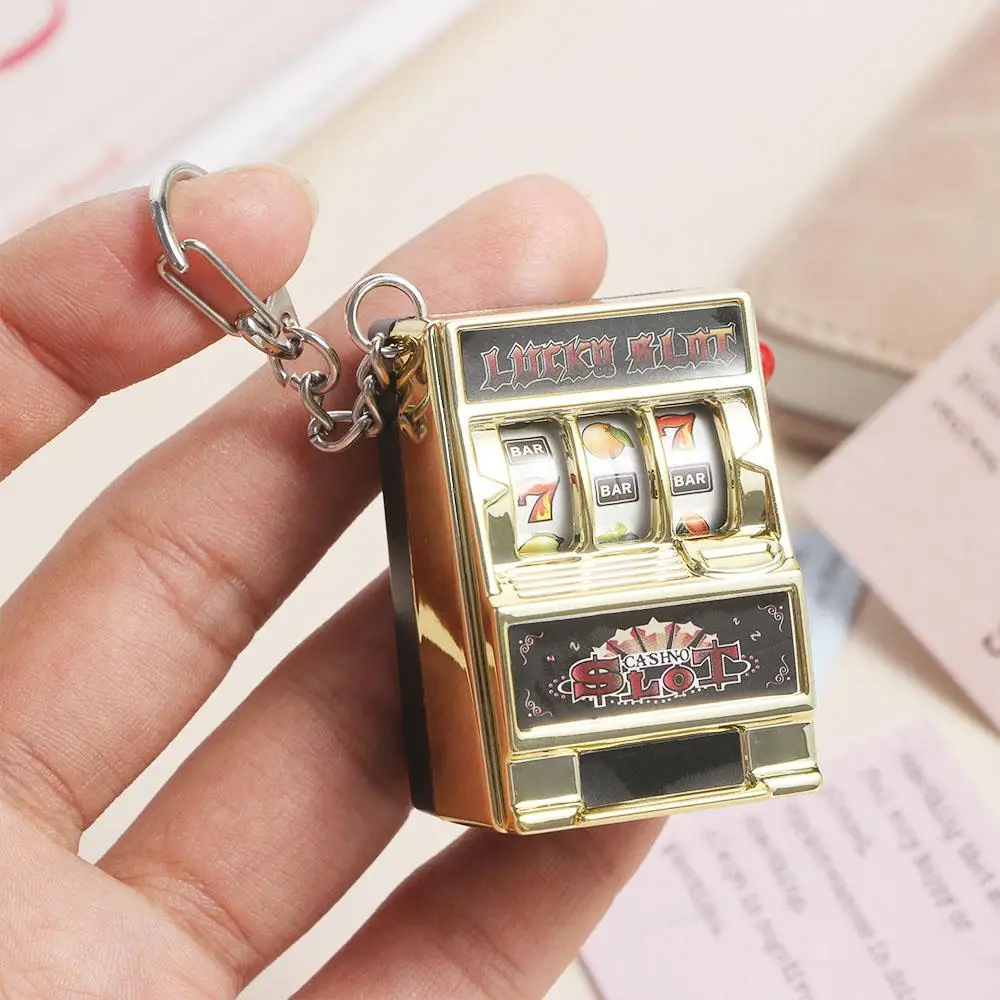 Mini Gambling Slot Machine Key Chains Pocket Fruit Lucky Jackpot Gadget Antistress Toys Funny Games Keychain