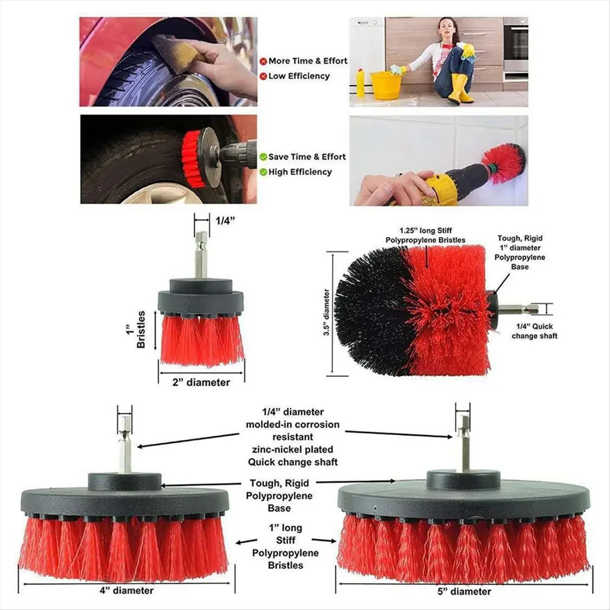 19-Piece Set Car Tire Wheel Brush Cleaning Brush Head Set Air Conditioner Vent Cleaning Household Floor Cleaning Brush