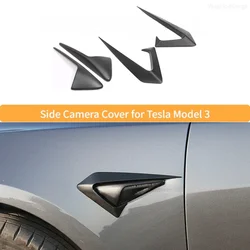Side Camera Protection Cover for Tesla Model Y/3 Body Kit ABS Carbon Fiber Side Camera Decorative Leaf Panel Accessories 2023