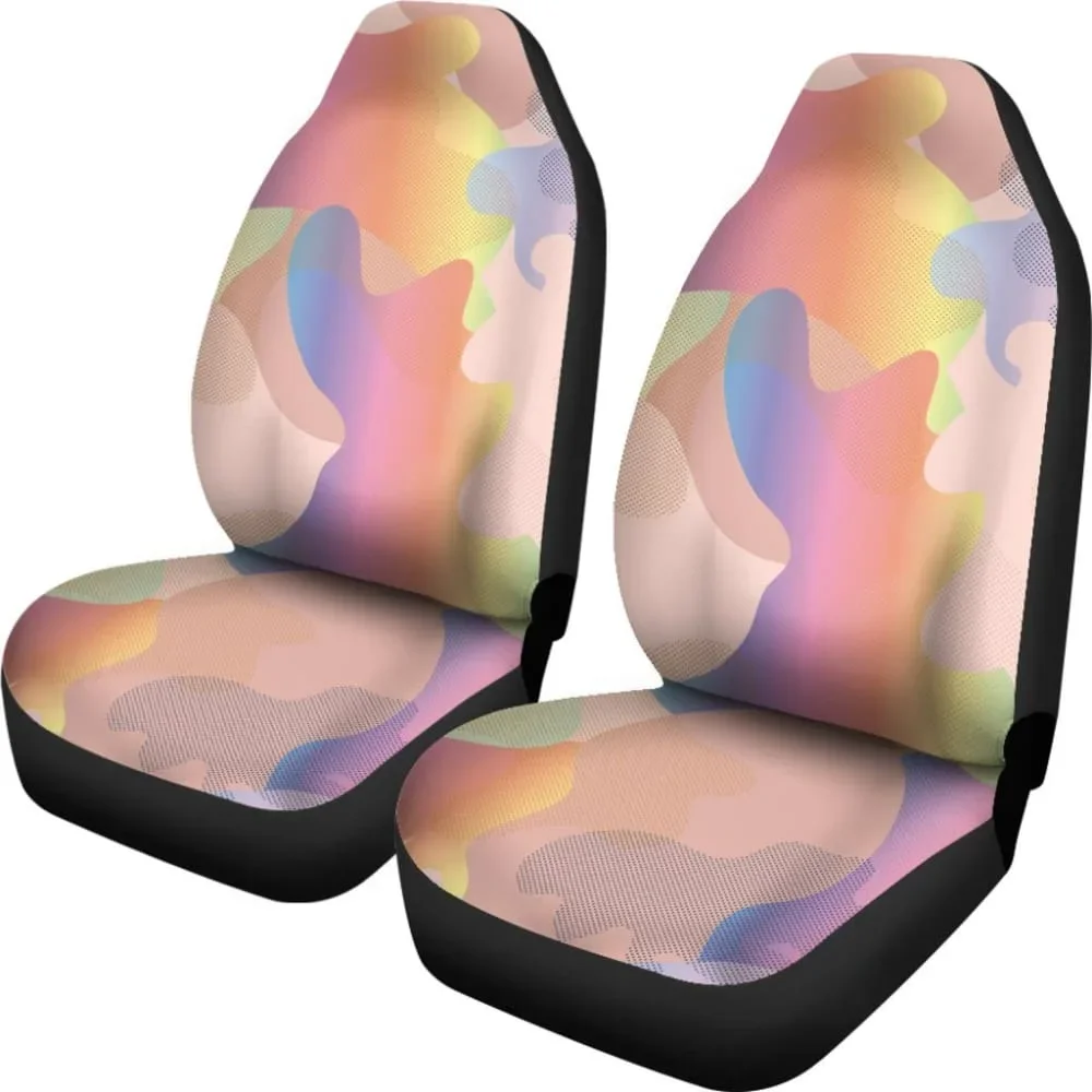 Glittering Rainbow Army Car Seat Cover,Pack of 2 Universal Front Seat Protective Cover