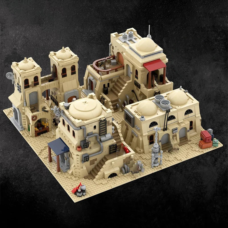 

Moc Star Movie MOC Tatooine Mos Eisley Desert City MilitaryBase Architecture Building Block DlY SW House Кирпичи Игрушки Подарок ребенку