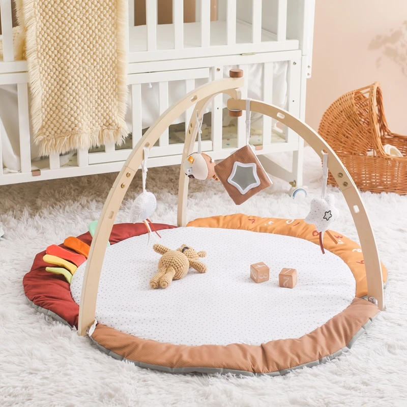 Sperrholz Dreieck spielen Fitness studio Baumwolle Anhänger Set mobile hängende sensorische Spielzeuge dreieckige Aktivität Fitness studio Baby zimmer Halterung Spielzeug Geschenke