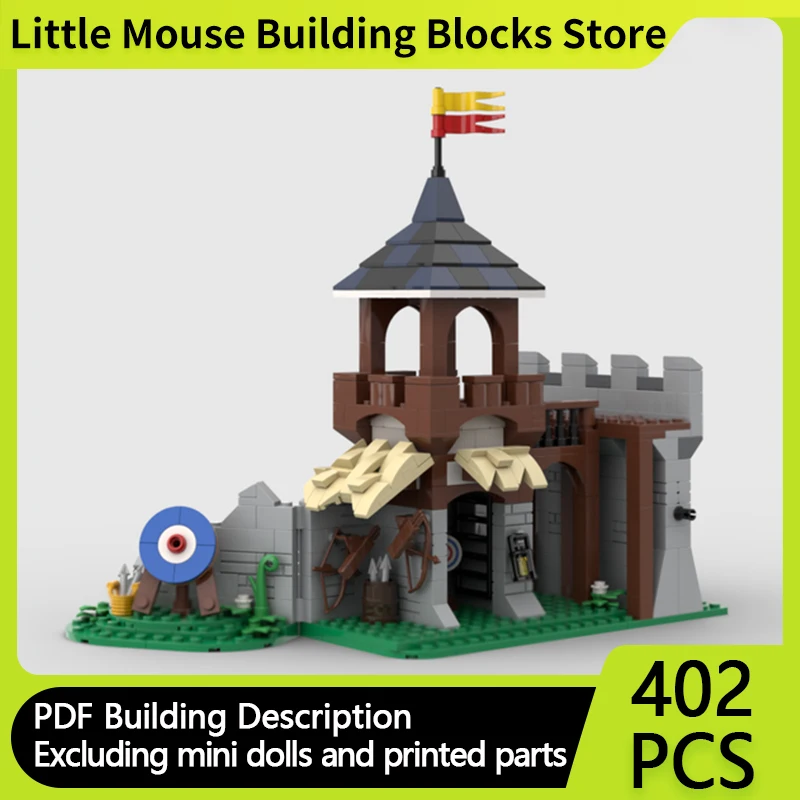 

Средневековый замок, модель MOC, строительные кирпичи, замок, диапазон стрельбы из лука, модульные технологии, подарки, праздник, сборка, детские игрушки, костюм