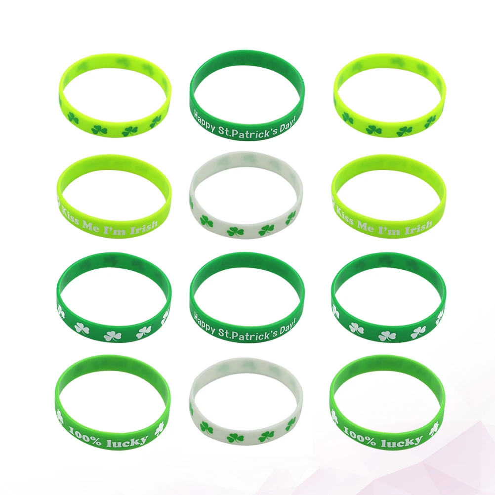 

24 Pcs Green Bracelets St Patrick Day Party Supplies Adult Accessories Irish Festival Presents Wristbands Long Lasting
