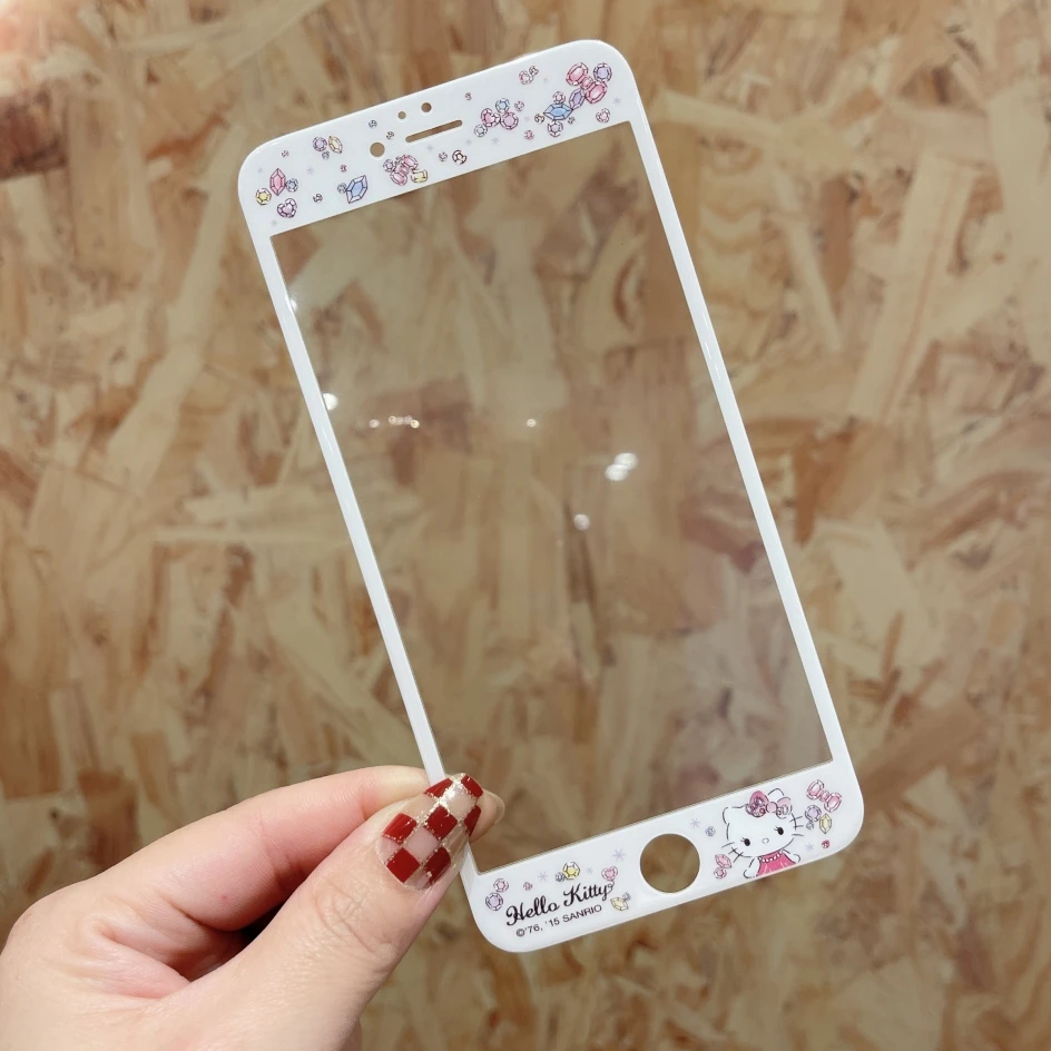 3D Full Cover Screen Protector For iPhone 6 6S 7 8 8Plus SE2020 2022 Tempered Glass Hello Kitty Melody Kuromi Cinnamoroll