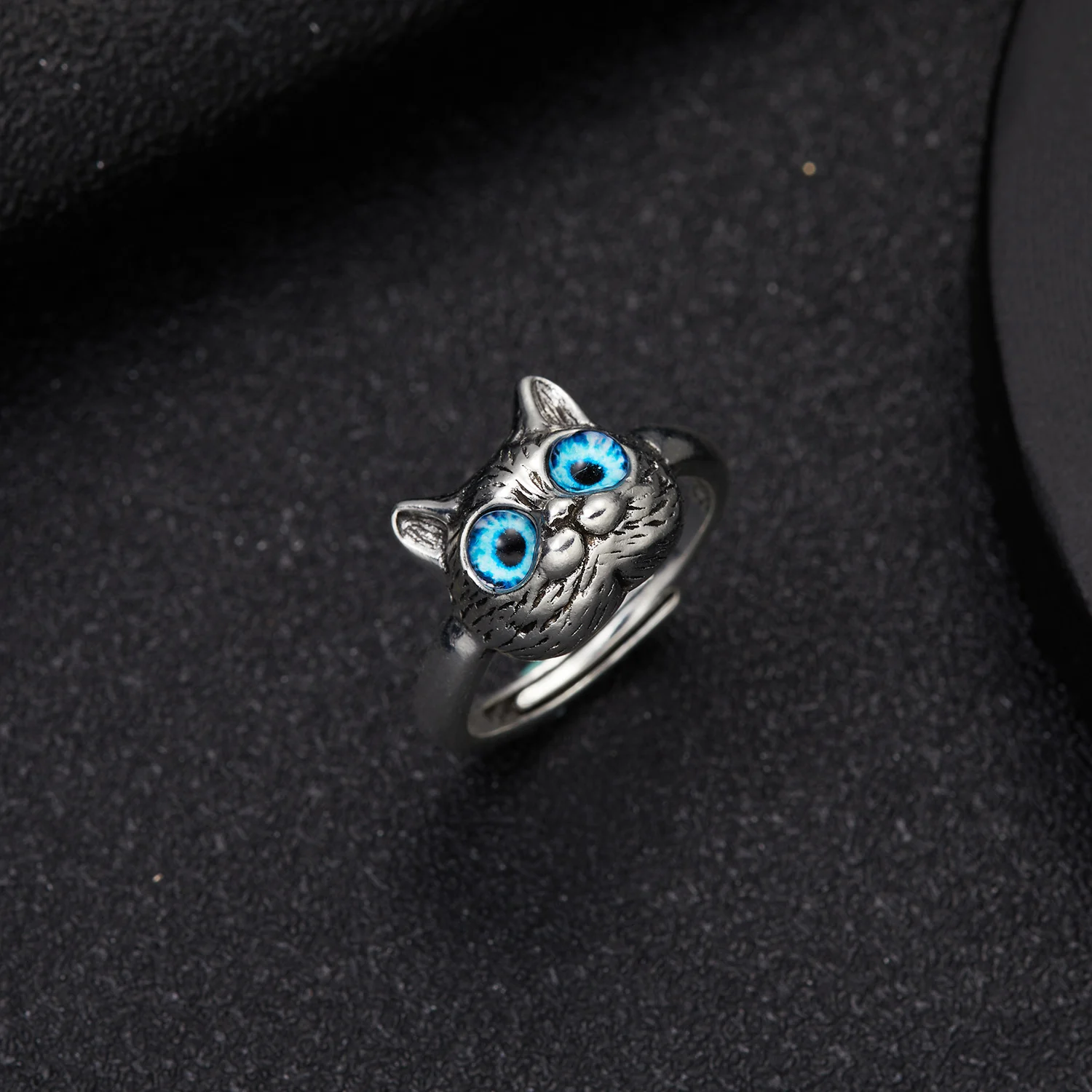 Vivid Cute Cat Open Rings For Women New Fashion Gothic Adjustable Animal Kitten Finger Ring Party Jewelry Accessories Gift
