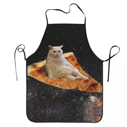 Tablier à bavette unisexe Space Pizza Cat Meme, adulte, femme, homme, chef, cuisine, cuisson d'animaux amusants