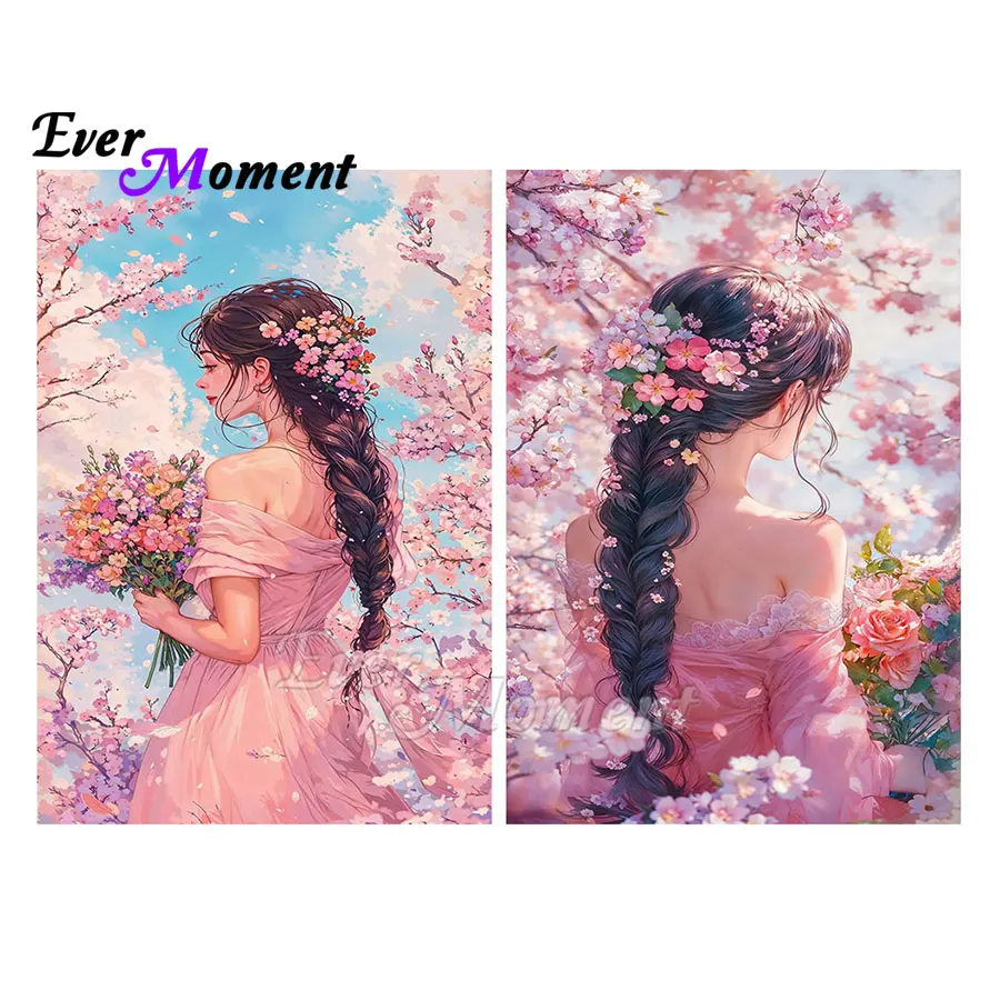 

Diamond Painting Beautiful Girl in Flowers Velvet Canvas Resin Sealed Drill Bags Diamond Art Mosaic ASF2987