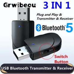 USB Bluetooth Transmitter Receiver Wireless Bluetooth 5.0 Adapter Stereo 3.5mm AUX Jack for TV Headphone PC Car Music Adapter