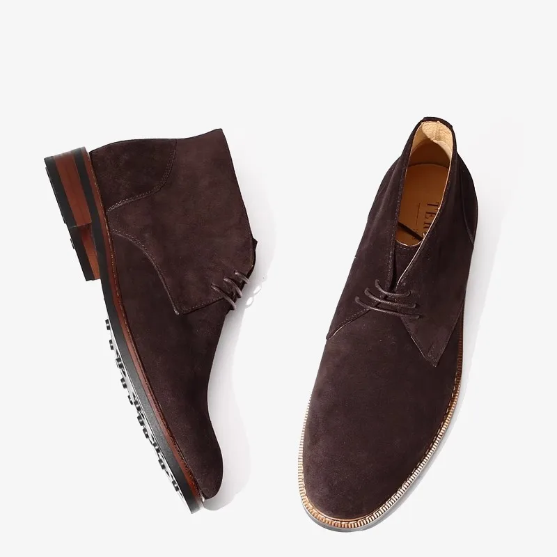 Men's Classic Genuine Suede Leather Chukka Boots Casual Dress Ankle Boots Comfortable Lace Up Desert Boots for Daily Footwear