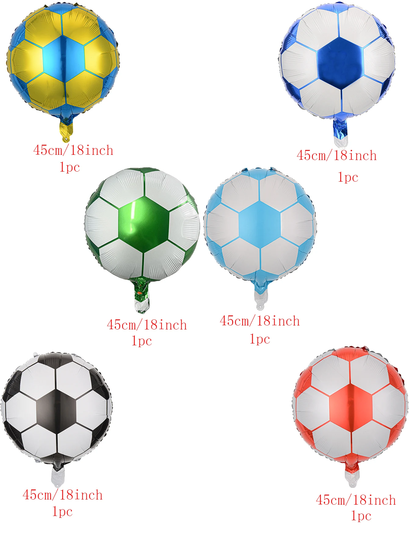6pcs 18inch Football Foil Balloons Soccer Helium  Balloon Football Theme Party Soccer Fans Birthday Party Decorations